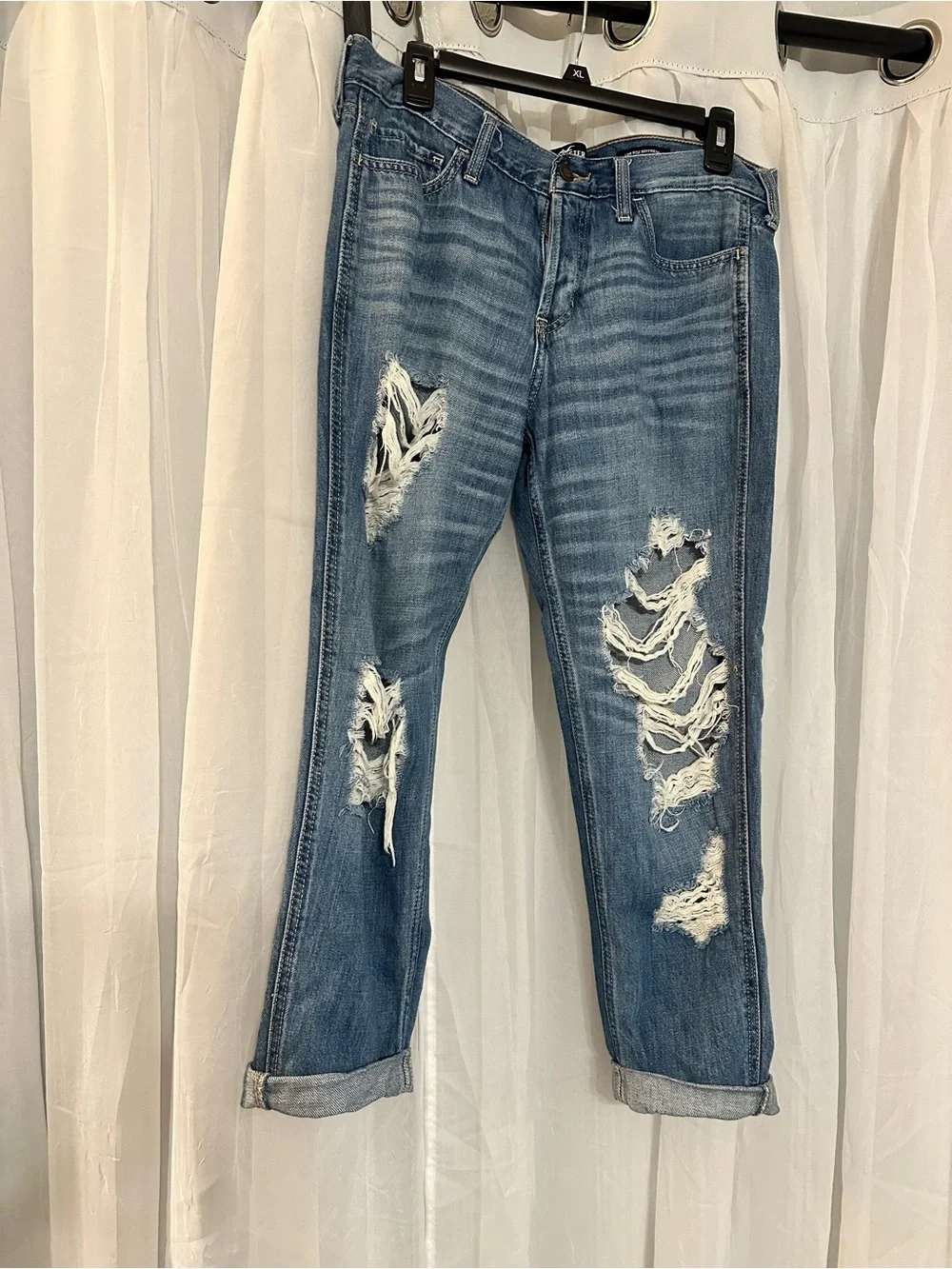 Hollister Ripped Medium Blue Boyfriend Jeans
